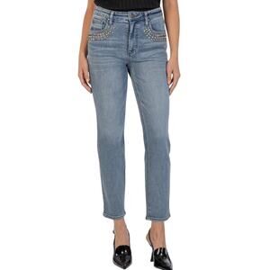 Kut From The Kloth Women's‎ Rachael High Rise Fab AB Mom Jeans Size 8 Crystals